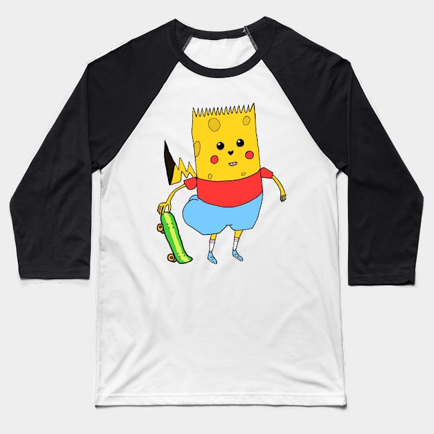 Yellow Cartoon Character Baseball T-Shirt by blueversion